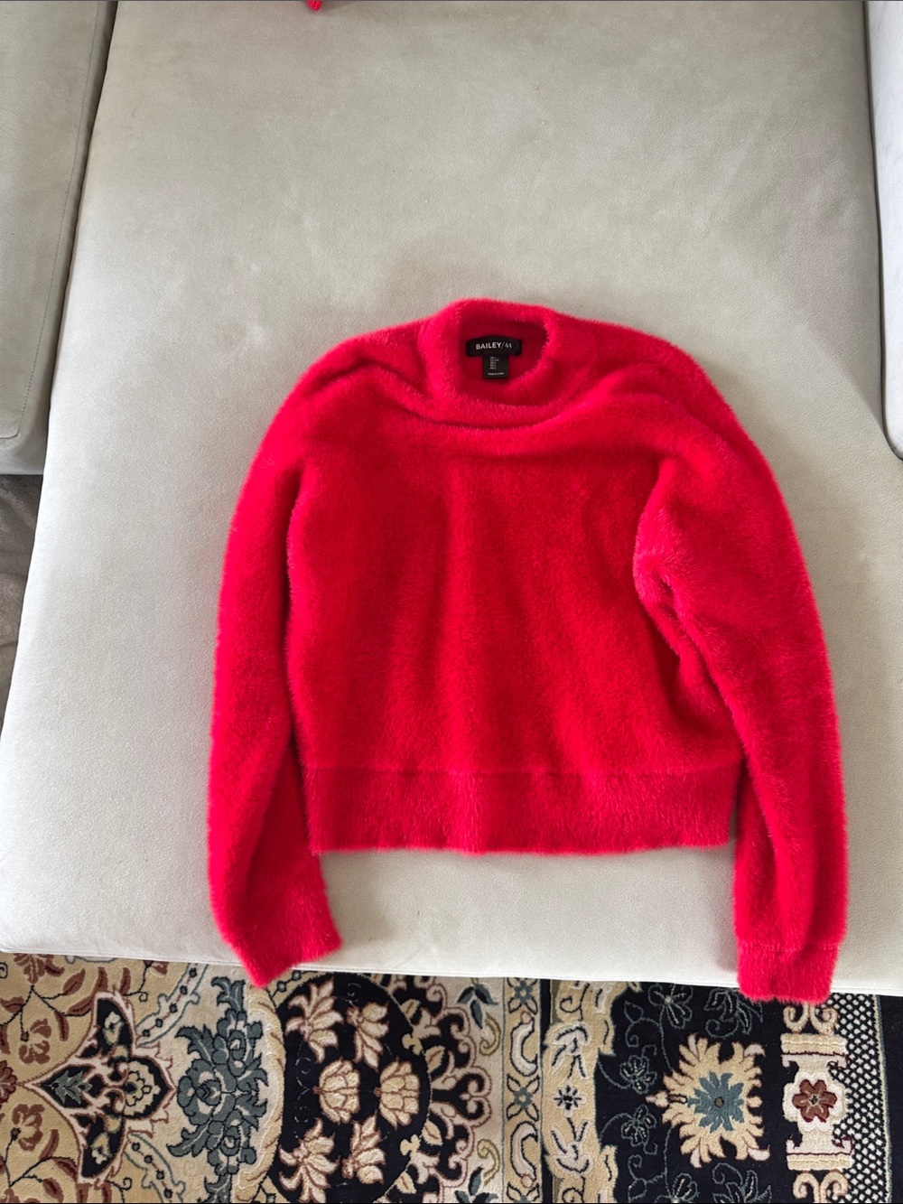 Bailey 44 Bright Red Fuzzy Crewneck Sweater